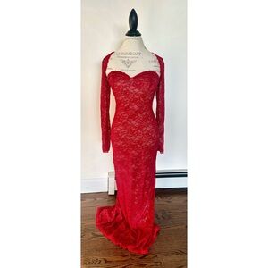 NWT ALTHEA ELISE Vesper Lace Maxi Dress - Red